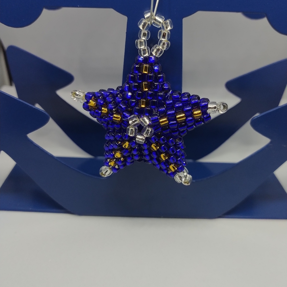 Handmade 3D Seed Bead Christmas Holiday Ornament